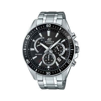 Casio Watch Edifice Black Bezel Stainless Steel Chronograph Watch/Timepiece