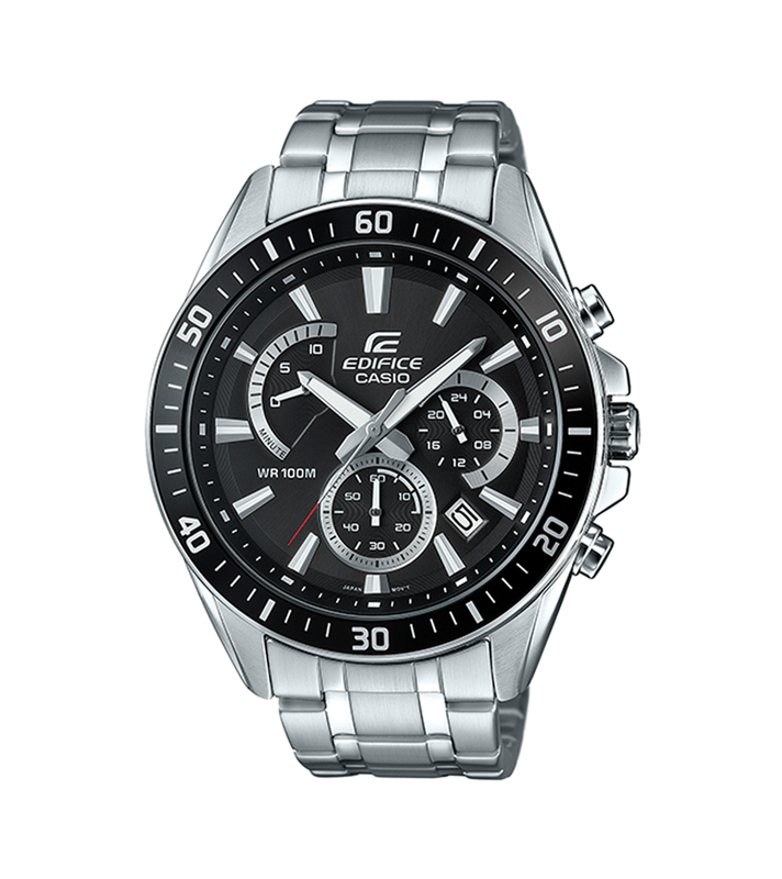Casio Watch Edifice Black Bezel Stainless Steel Chronograph Watch/Timepiece
