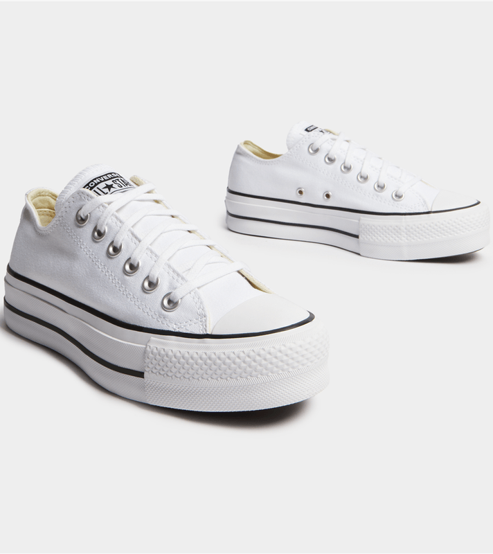 All Star Converse Canvas Platform Low Cut White