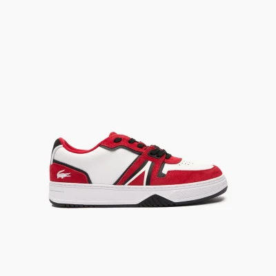 Lacoste Coated Leather Trainers Red Colour