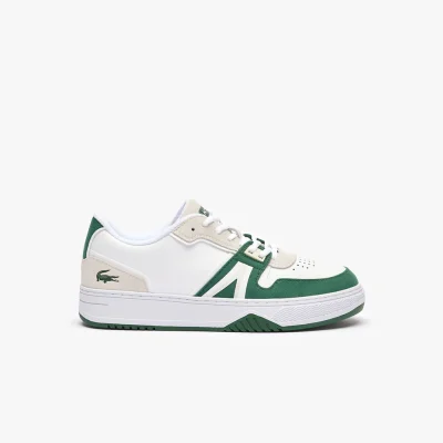 Lacoste Contrasted Leather Trainers Green Colour